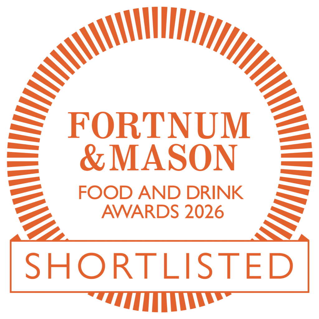 Orange crest which says Fortnum & Mason Food and drink awards 2026 Shortlisted 